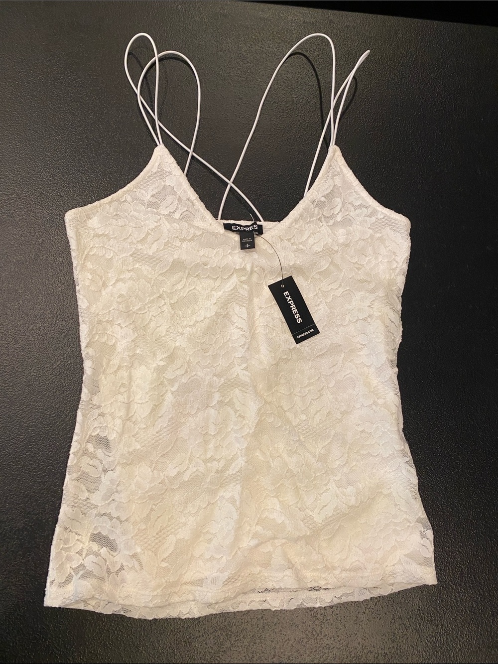 Express Cream Lace Cami with Delicate Double Straps
